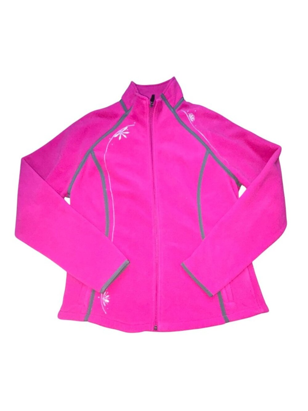 Eddie Bauer Embroidered Full Zip Fleece Sweatshirt-Pink-XL-GUC